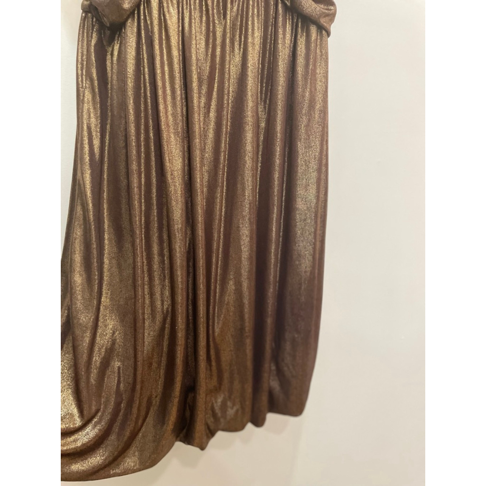 BEBE VTG Y2K Gold Metallic Babydoll Mini Bubble Dress XS Part Going Out Club - Picture 4 of 10